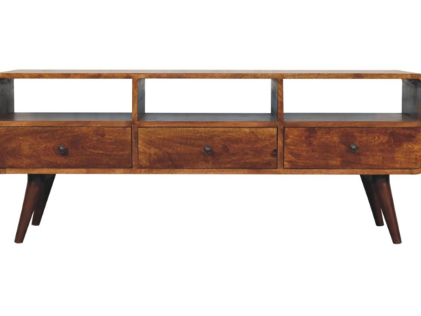 Trio Curved Chestnut Media Unit