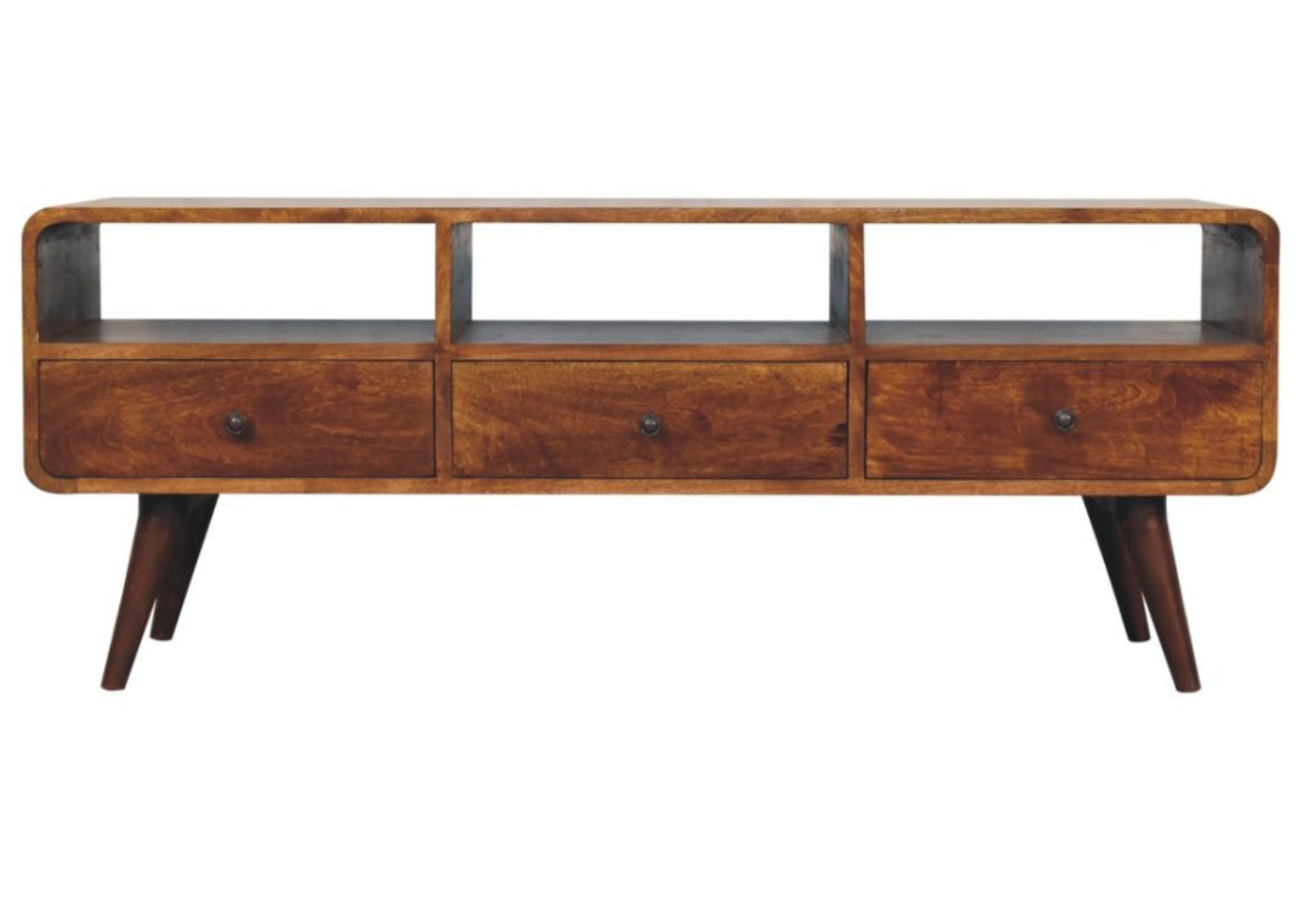 Trio Curved Chestnut Media Unit