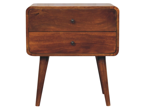 Large Curved Chestnut Bedside