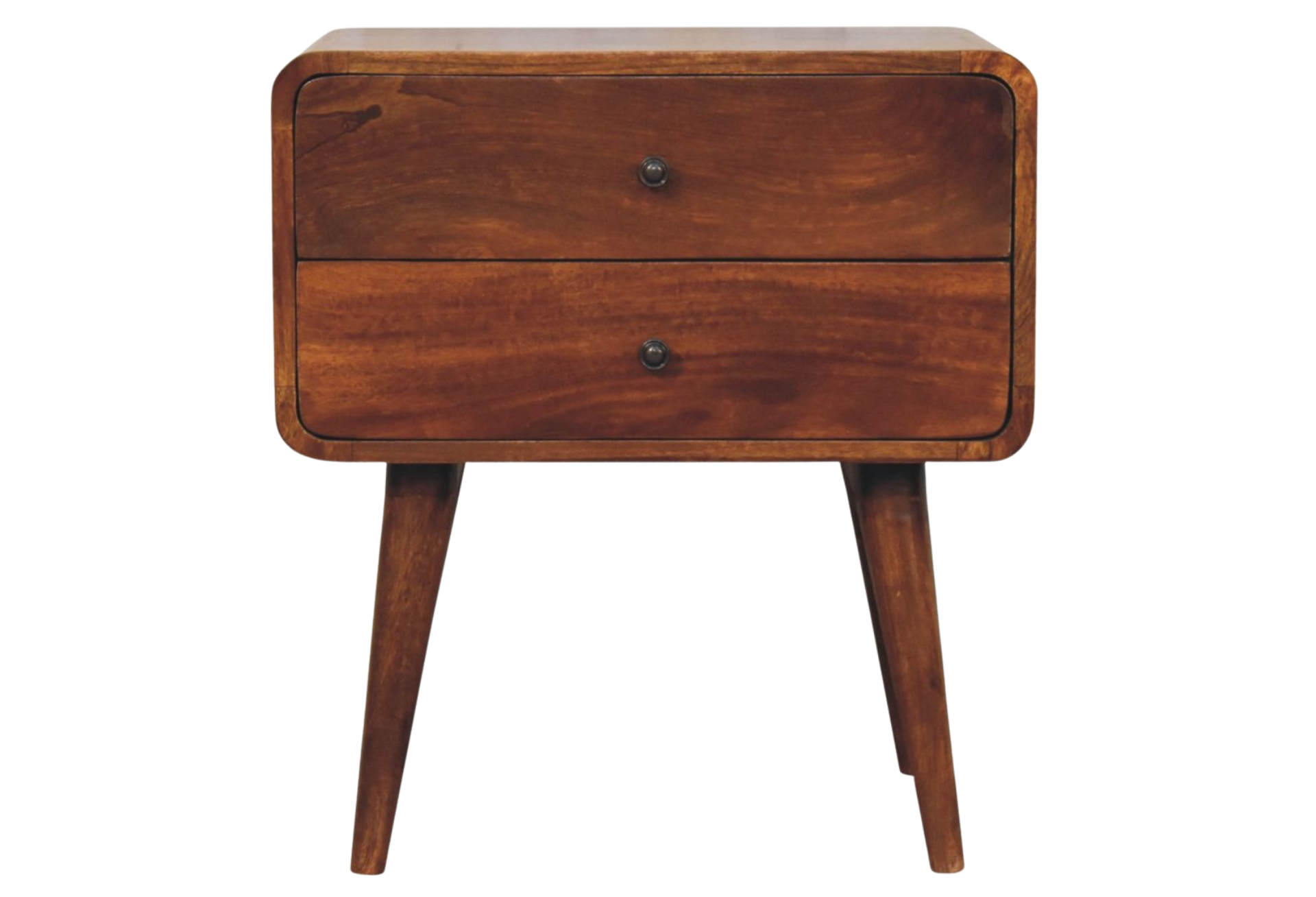 Large Curved Chestnut Bedside