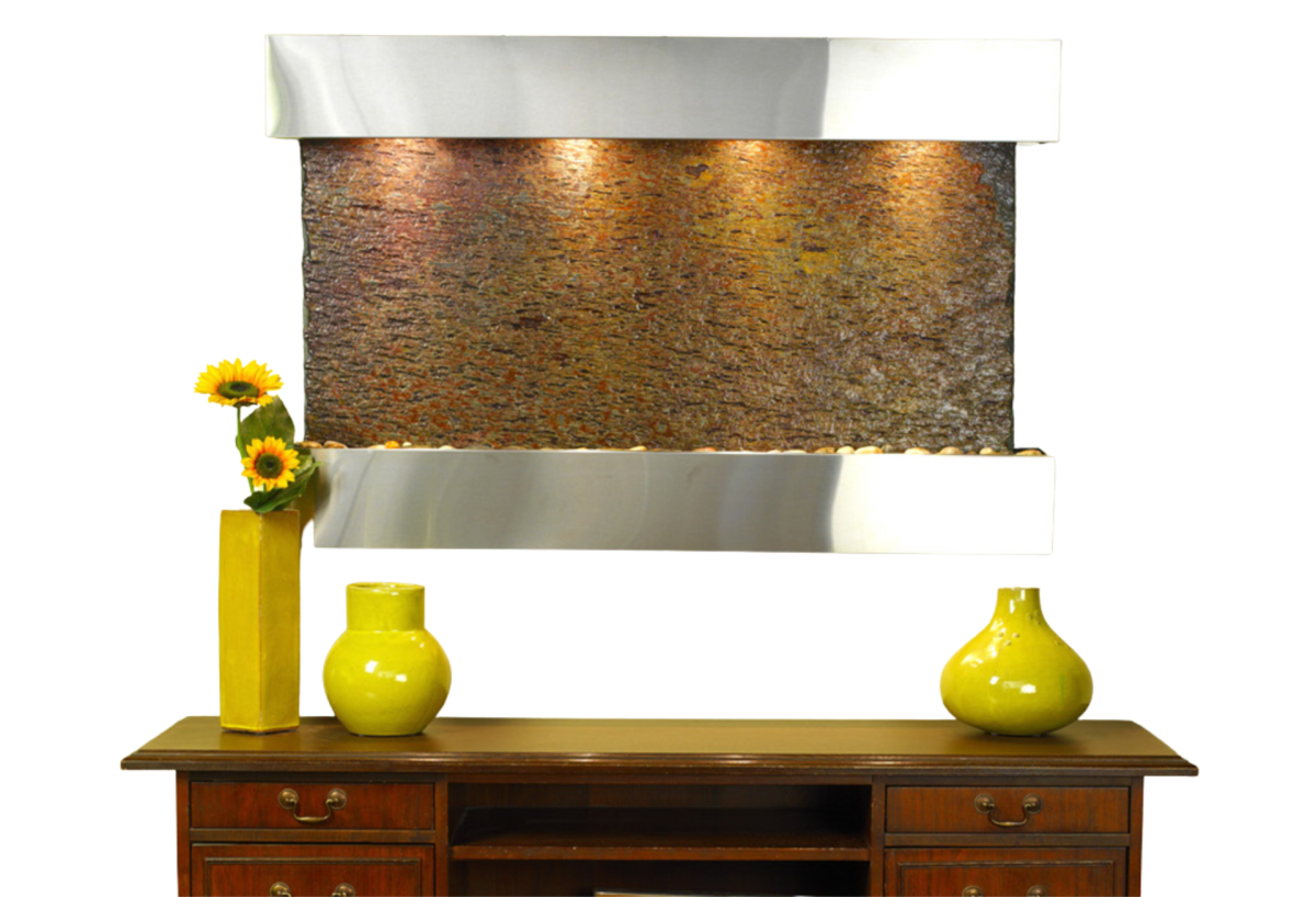 Sunrise Springs-Square-Stainless Steel-Multi-Color Natural Slate