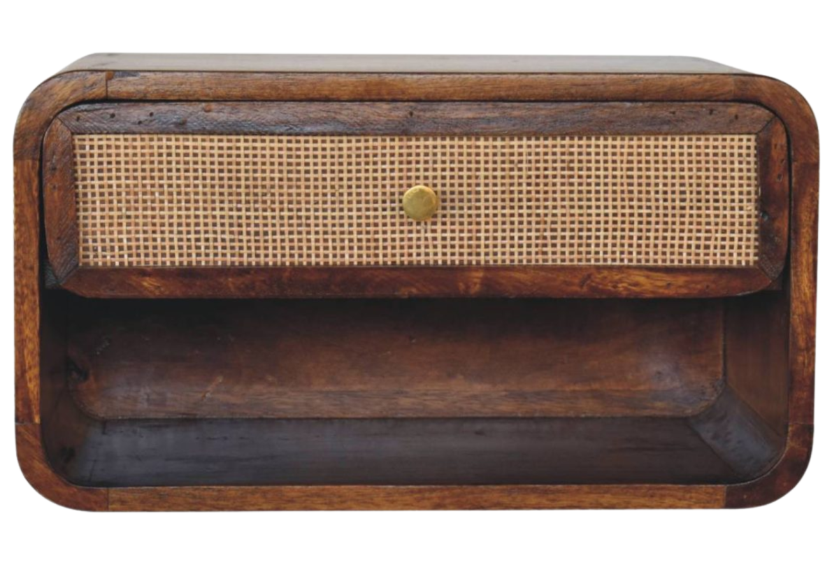 Chestnut Wall Mounted Open Woven Bedside