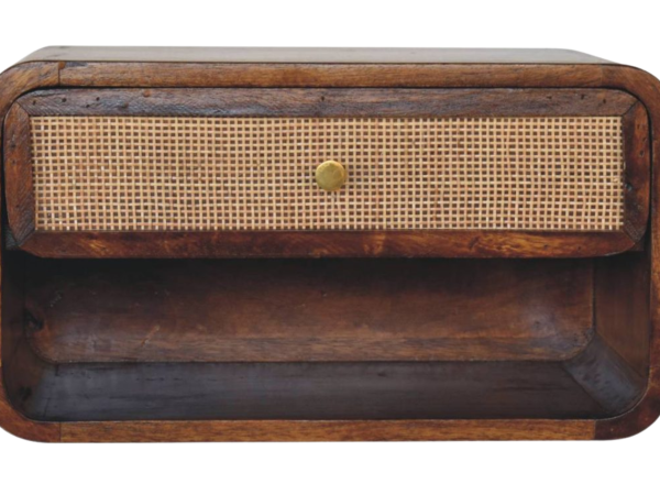 Chestnut Wall Mounted Open Woven Bedside