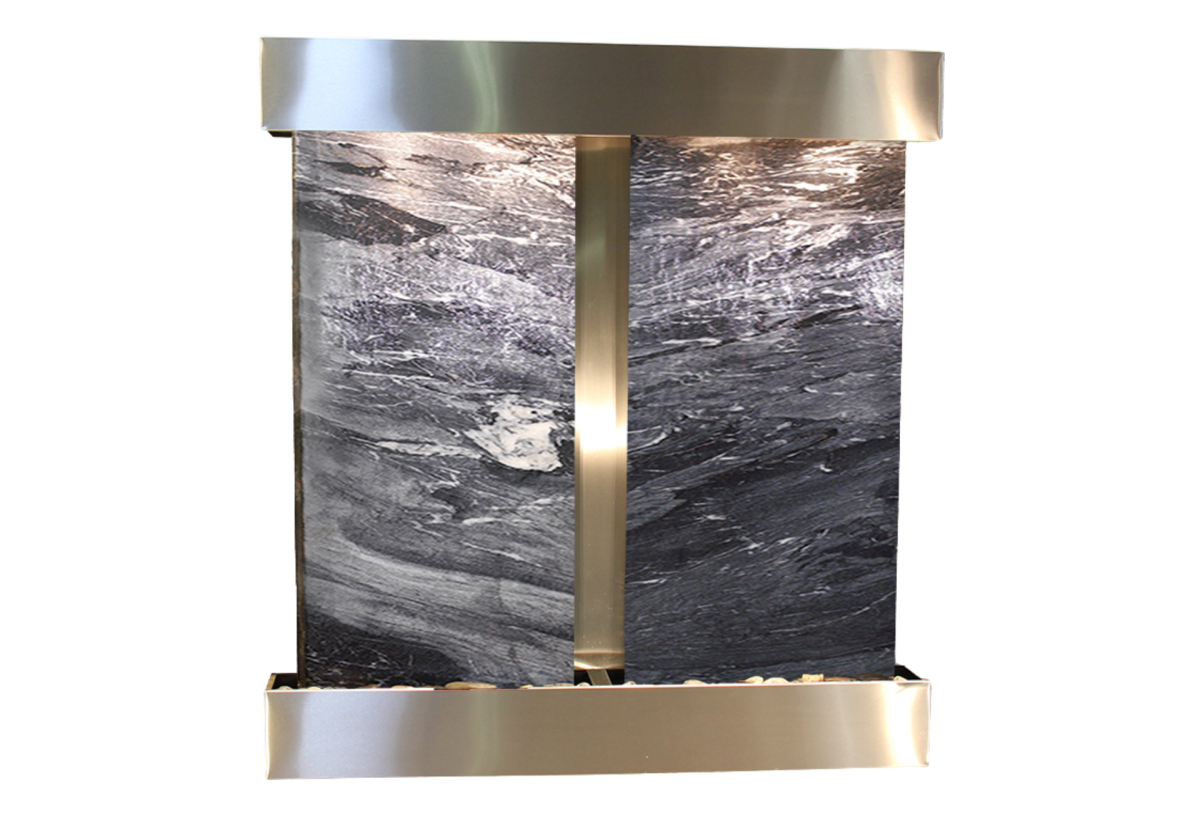 Aspen Falls-Square-Stainless Steel-Black Spider Marble