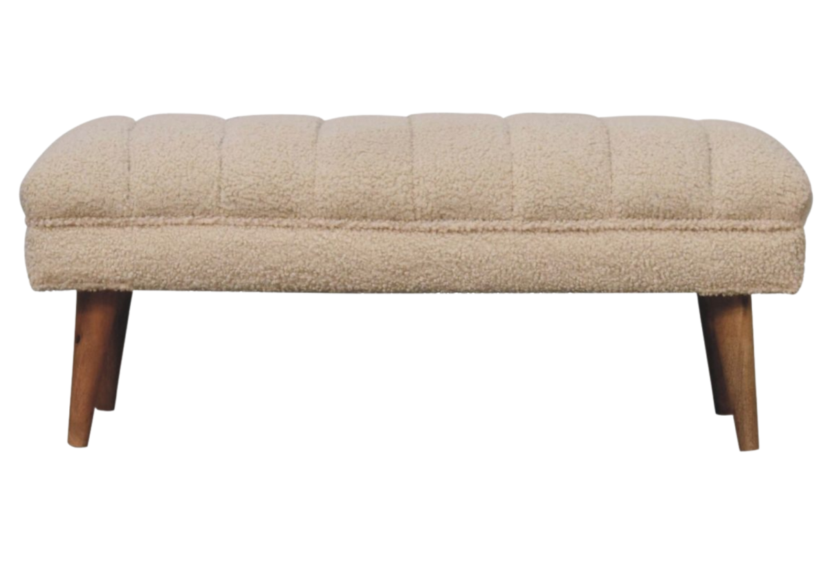 Cream Boucle Puffer Bench