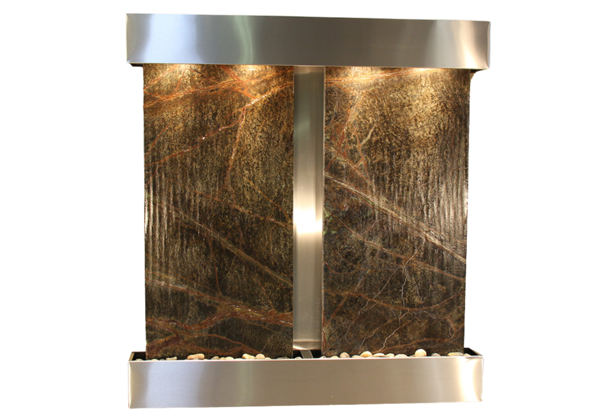 Aspen Falls-Square-Stainless Steel-Green Marble