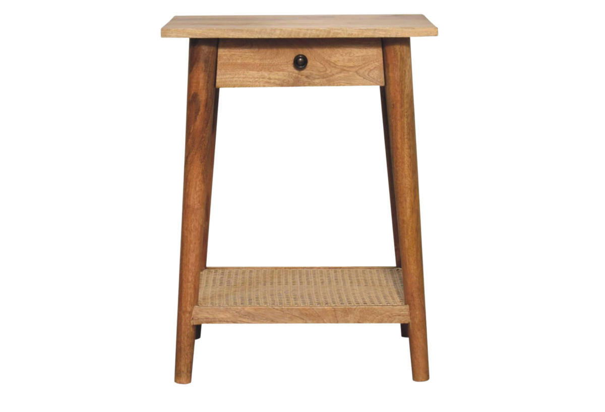 Woven Solid Wood End Table