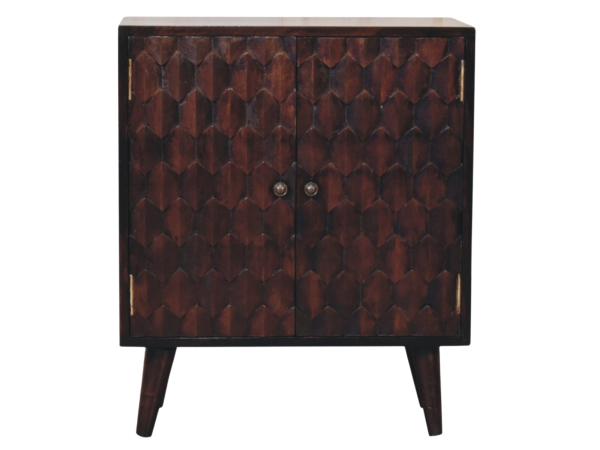 Mini Pineapple Carved Light Walnut Cabinet