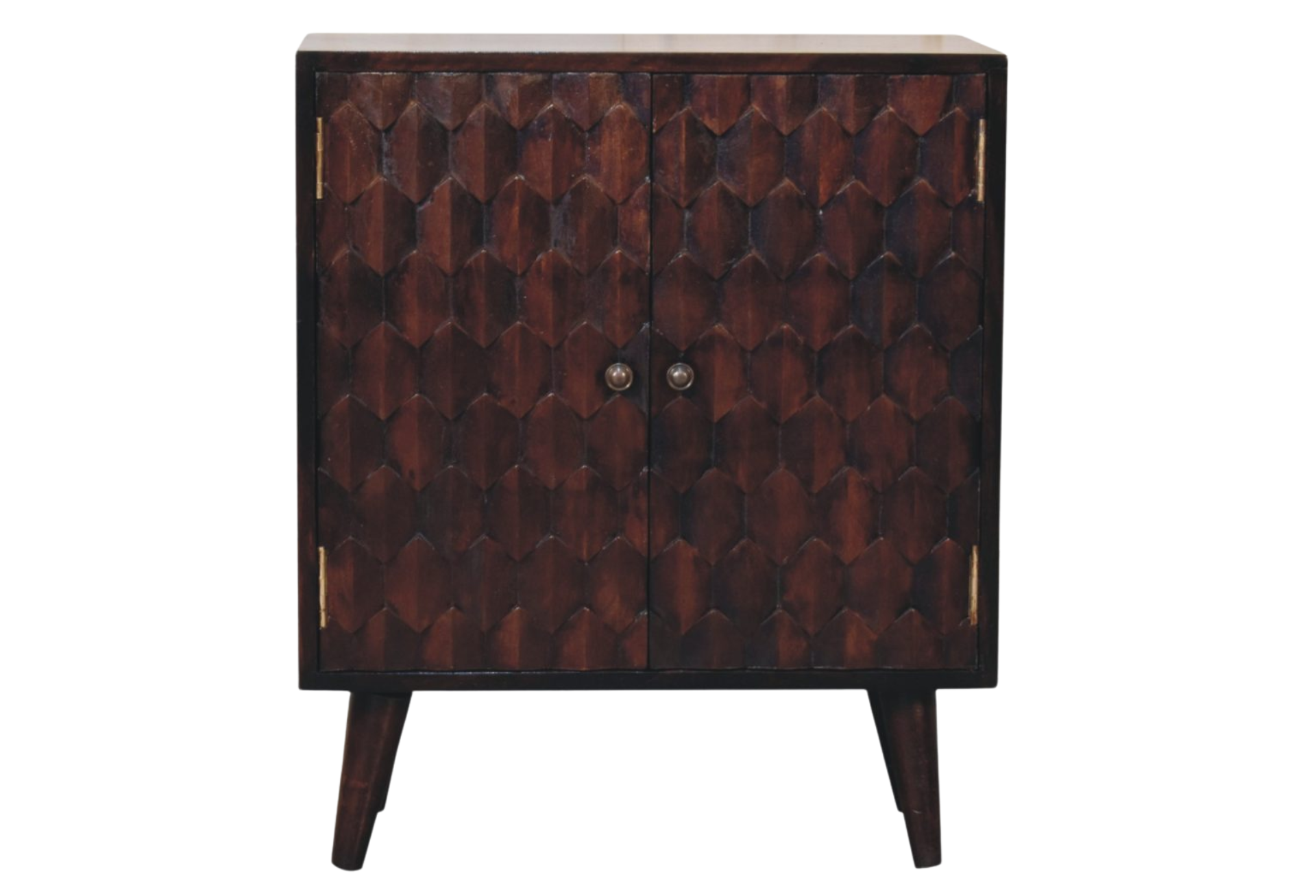 Mini Pineapple Carved Light Walnut Cabinet