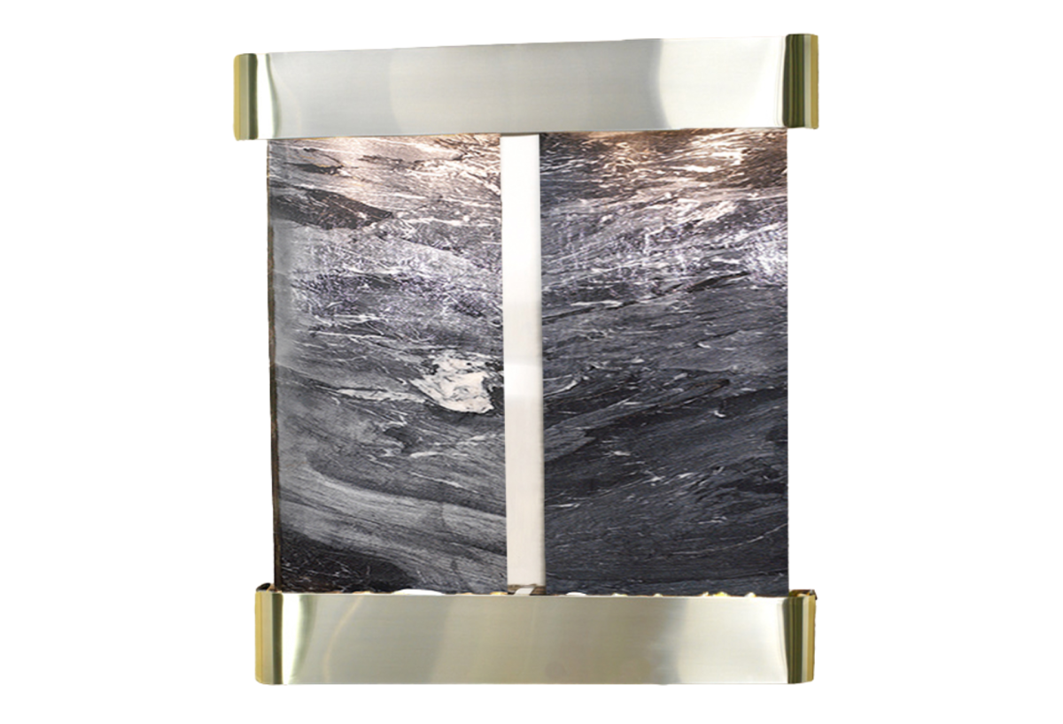 Aspen Falls-Round-Stainless Steel-Black Spider Marble