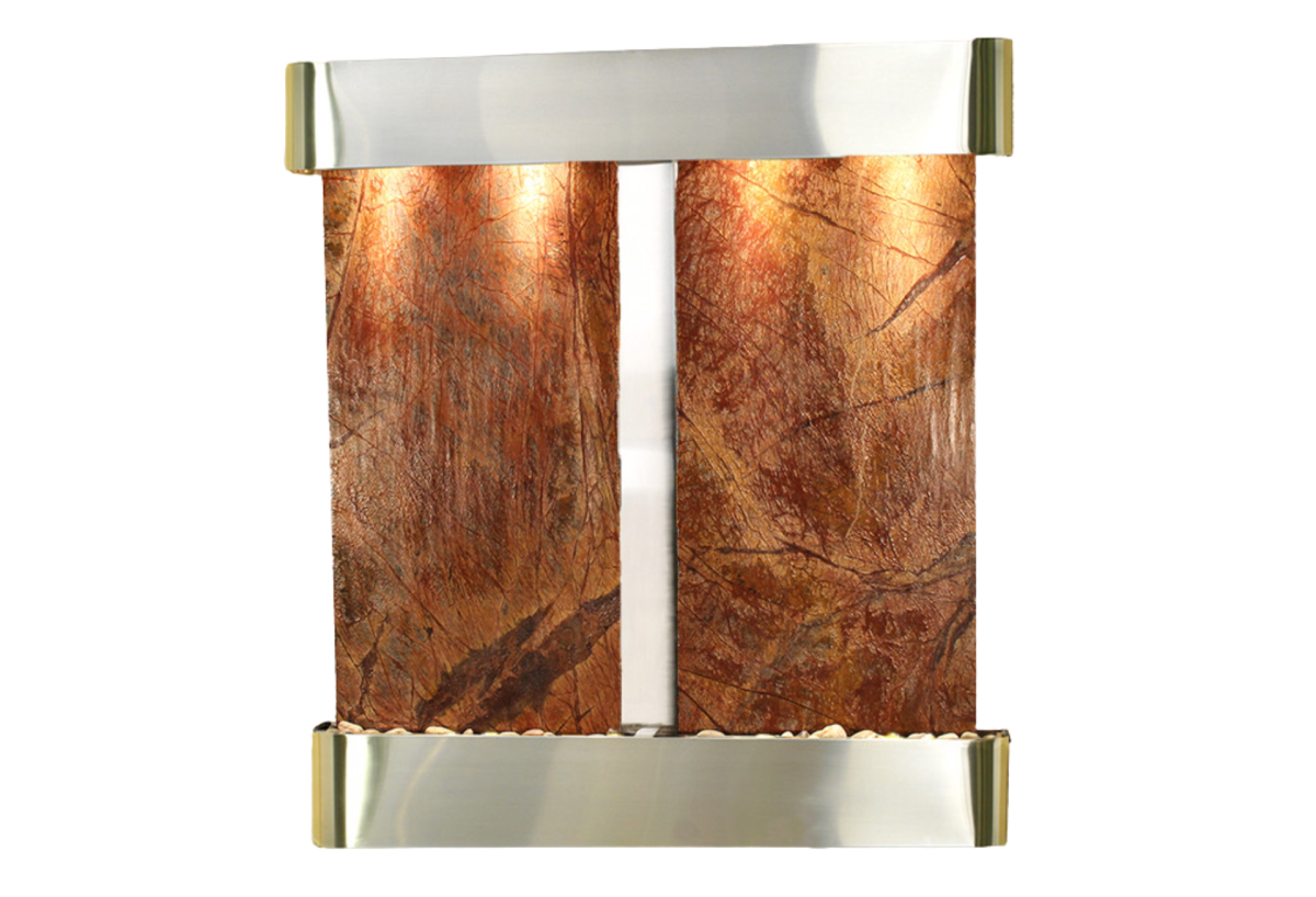 Aspen Falls-Round-Stainless Steel-Brown Marble