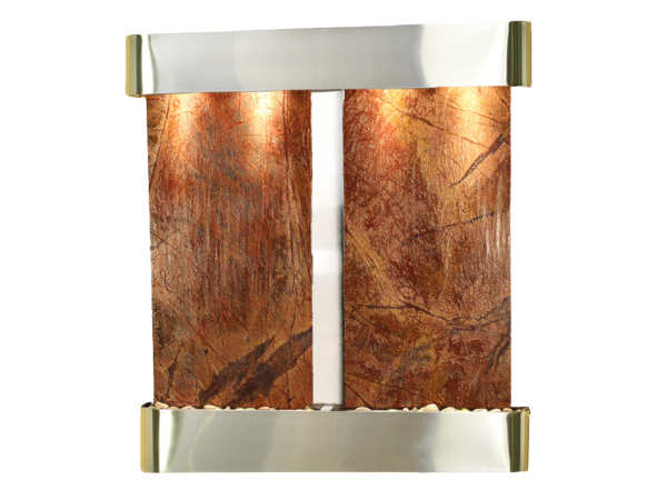 Aspen Falls-Round-Stainless Steel-Brown Marble