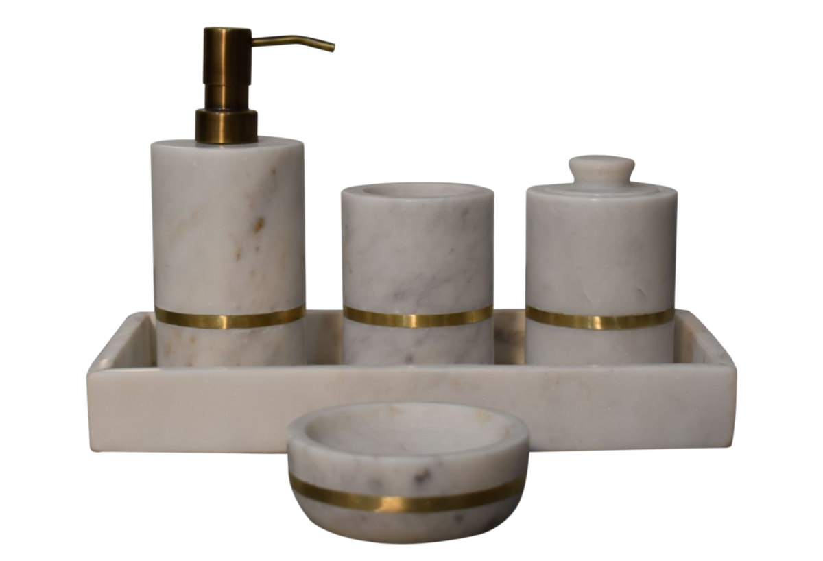 Brass Inlay Bathroom Set of 5