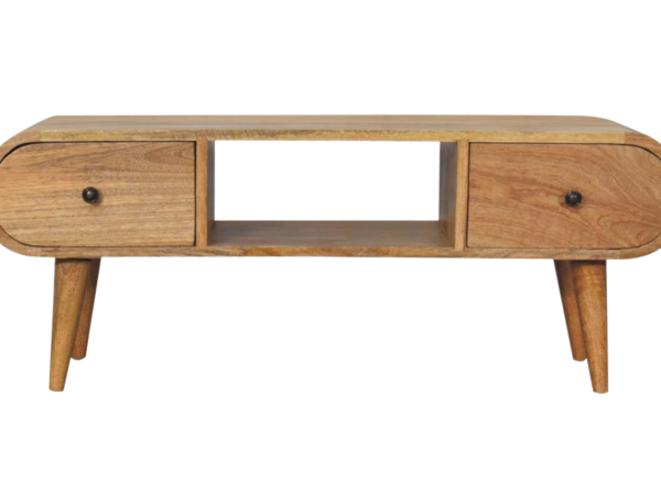Oak-ish Circular TV Unit