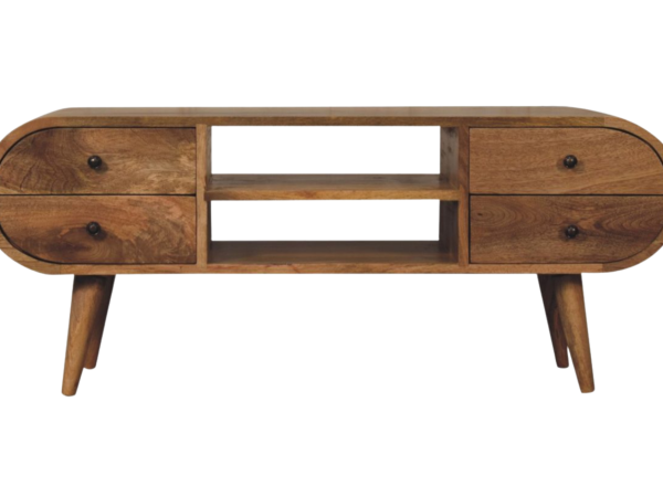 Oak-ish Circular Media Unit with 2 Open Slots