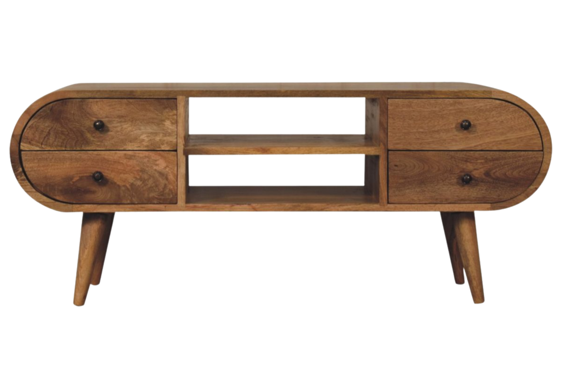 Oak-ish Circular Media Unit with 2 Open Slots