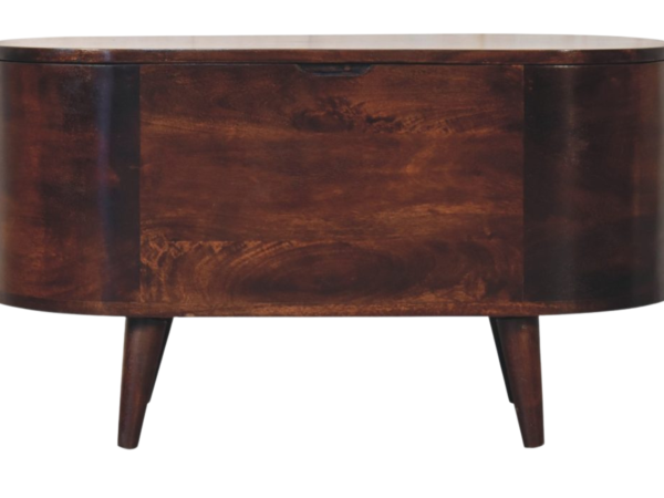 Light Walnut Rounded Lid-up Blanket Box