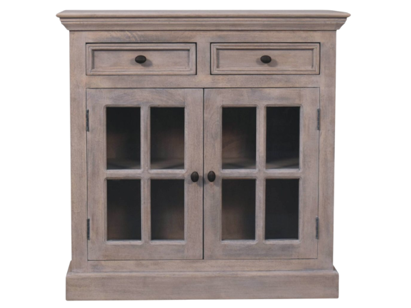 Stone Finish Cabinet with Glazed Doors