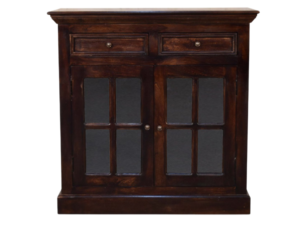 Light Walnut Cabinet with Glazed Doors