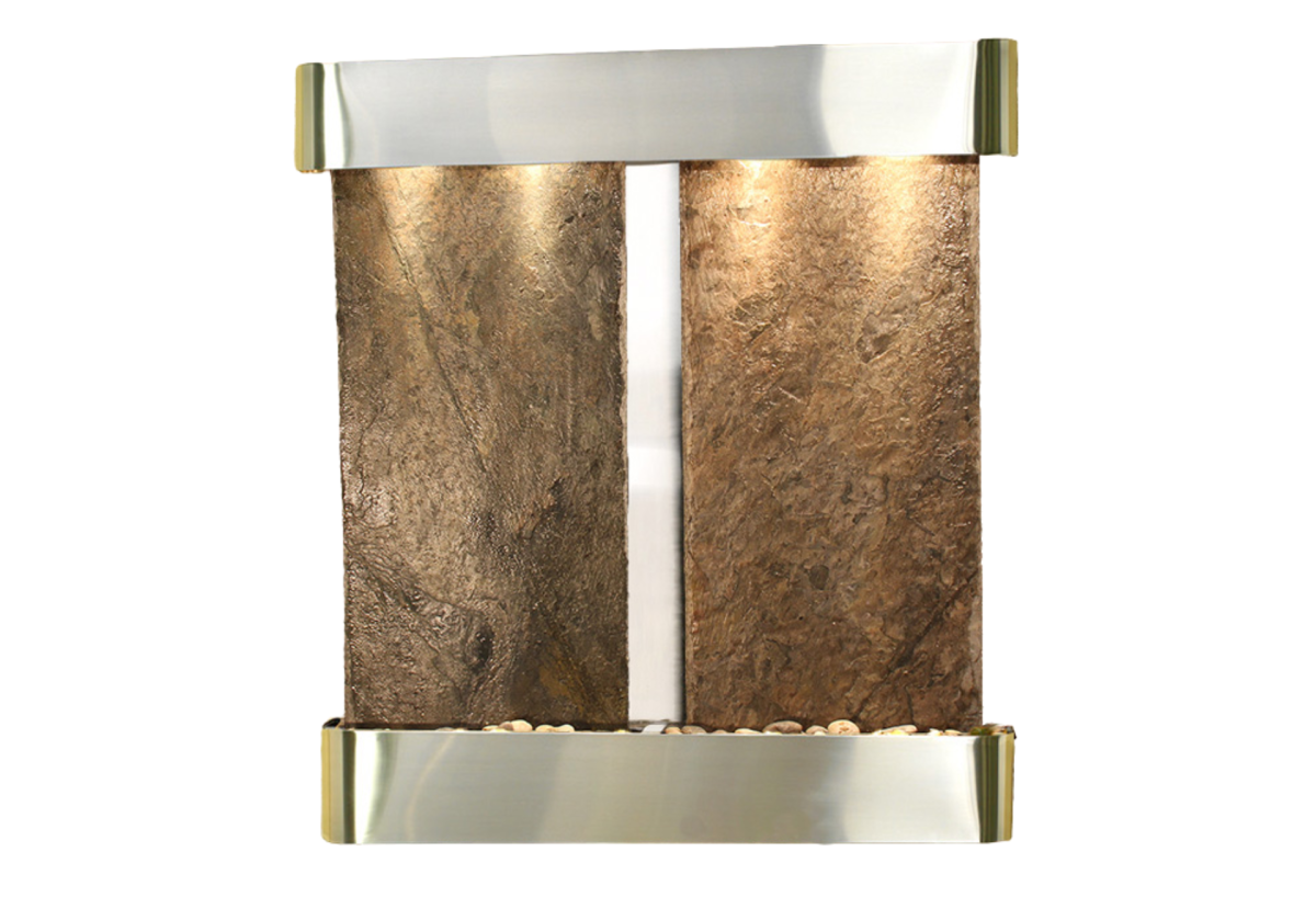 Aspen Falls-Round-Stainless Steel-Green Natural Slate