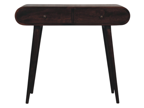 Light Walnut Curved Edge Console Table