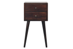 Mini 2 Drawer Light Walnut Nightstand