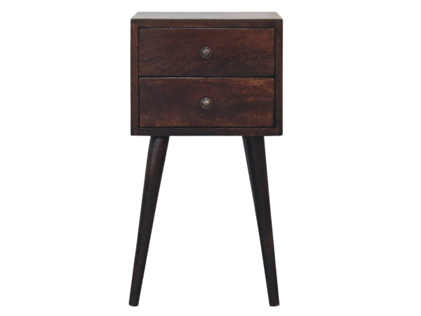 Mini 2 Drawer Light Walnut Nightstand