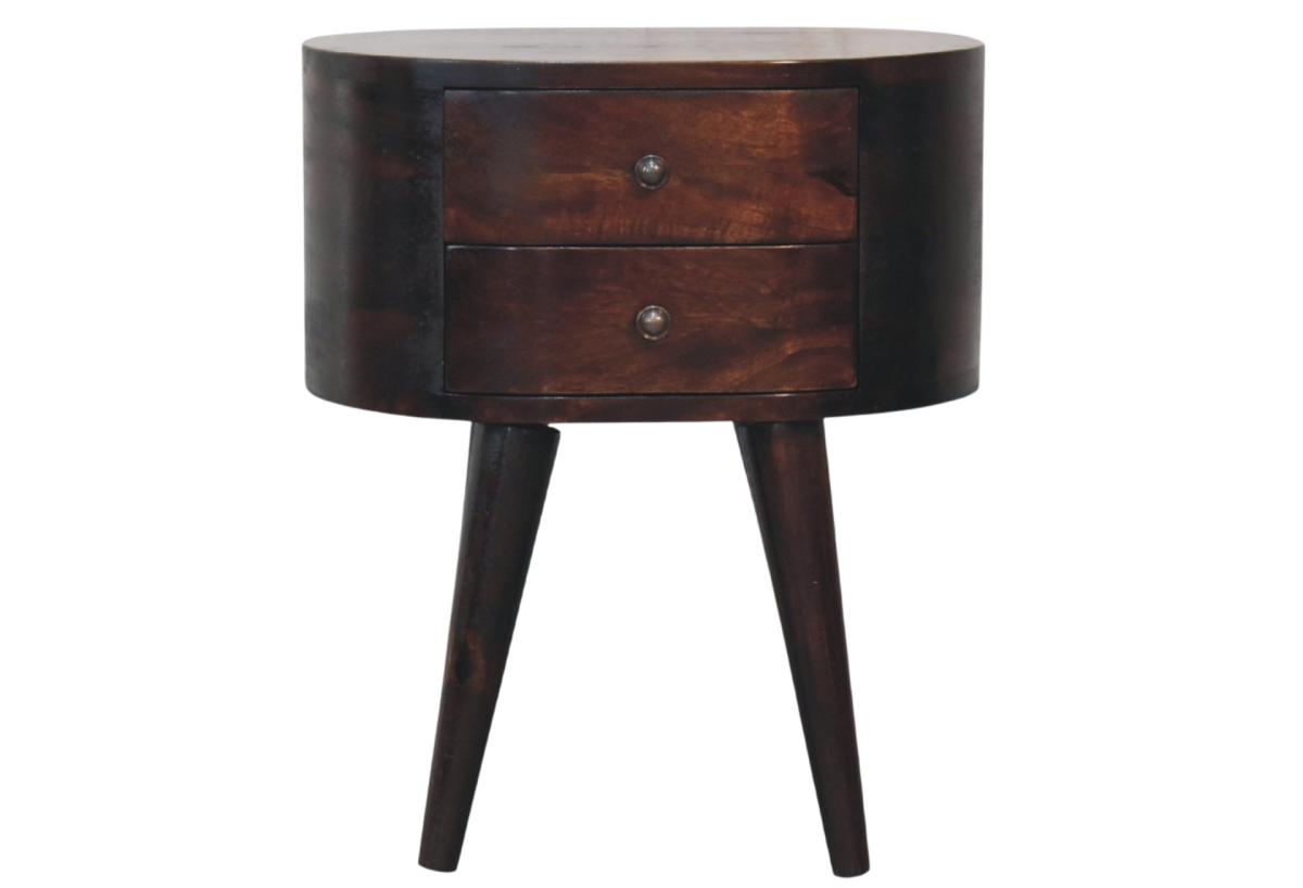 Light Walnut Rounded nightstand Table