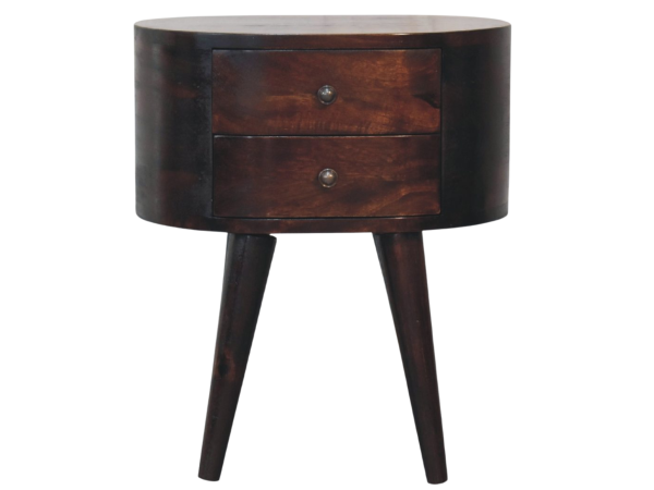 Light Walnut Rounded nightstand Table