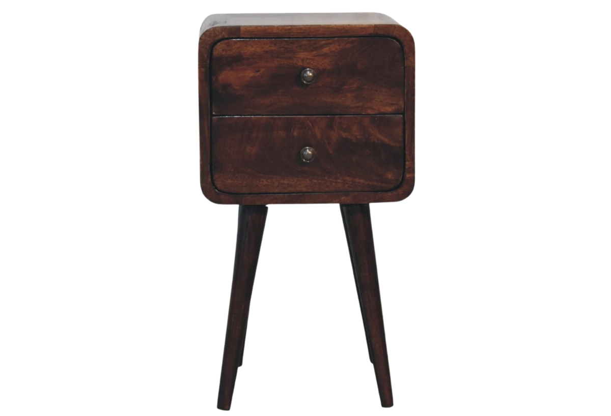 Mini Light Walnut Curved nightstand
