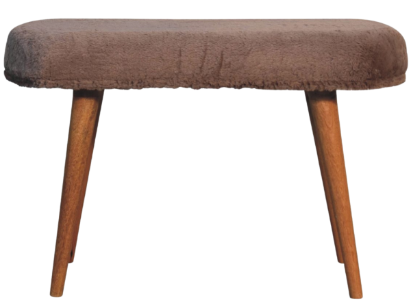 Mocha Faux Fur Fabric Bench