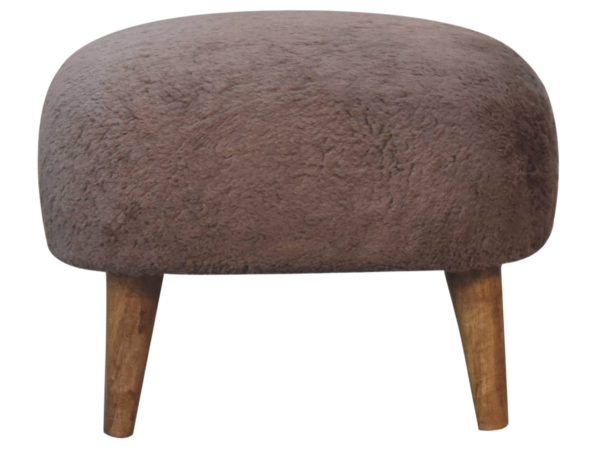 Mocha Faux Fur Square Stool