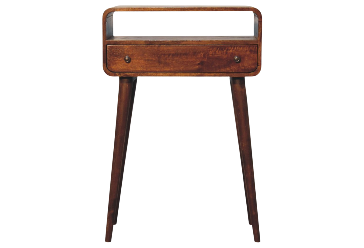 Chestnut Nordic Style One Drawer & One Open Slot Console Table