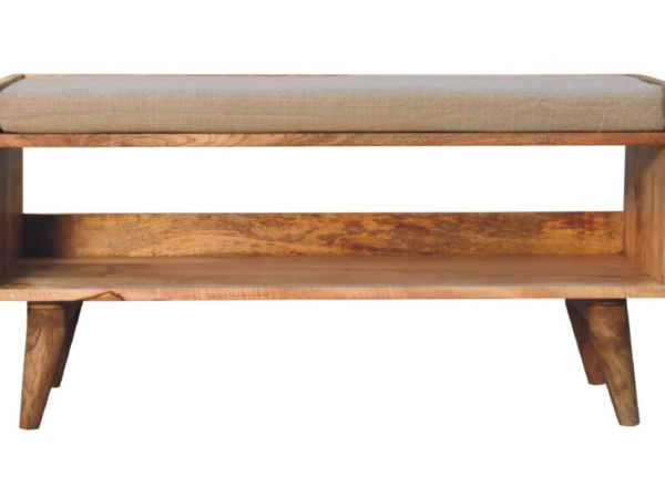 Oak-ish Nordic Storage Bench With Mud Linen