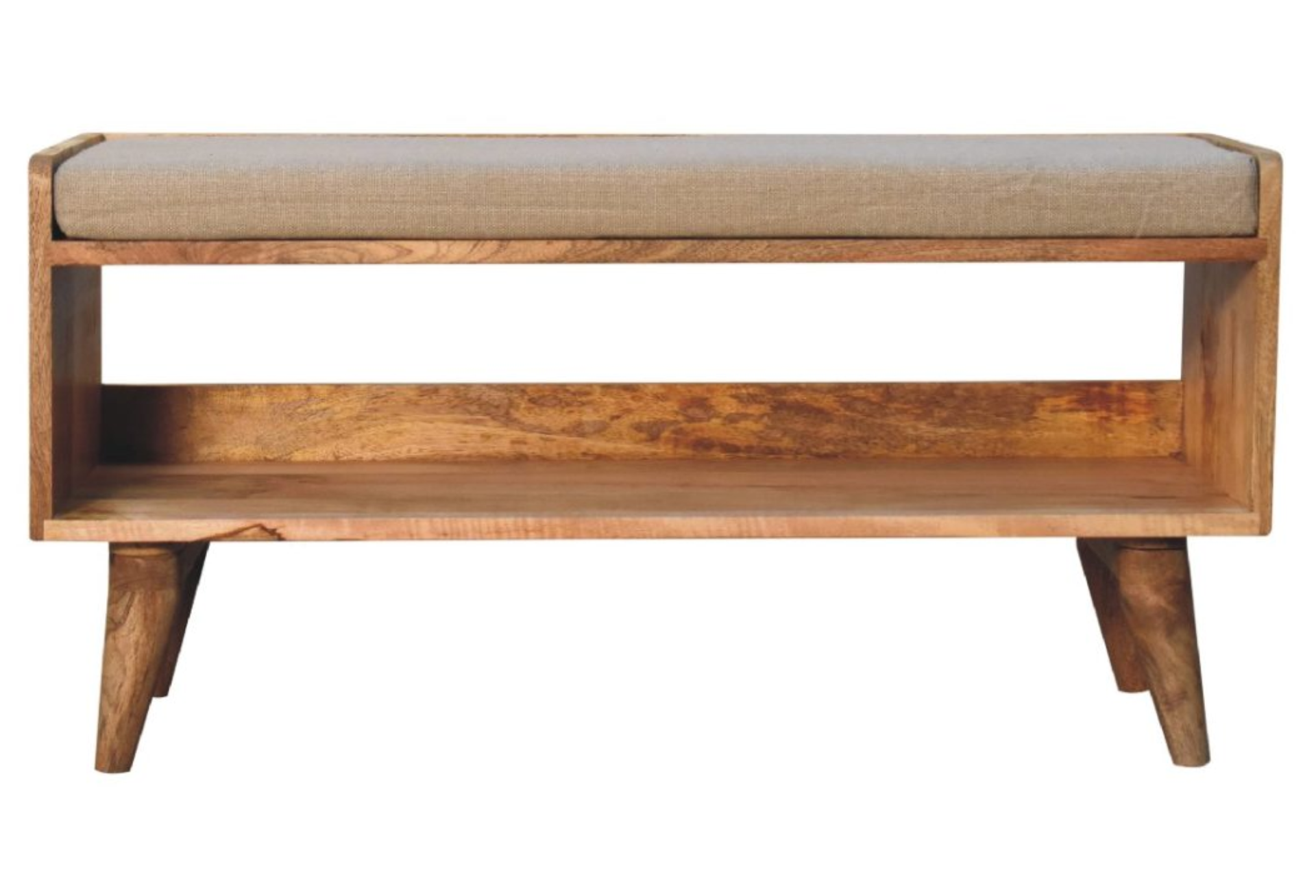 Oak-ish Nordic Storage Bench With Mud Linen