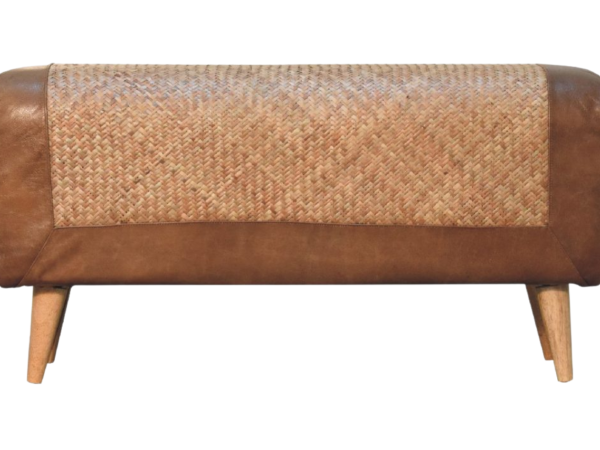 Large Seagrass Buffalo Hide Nordic Bench