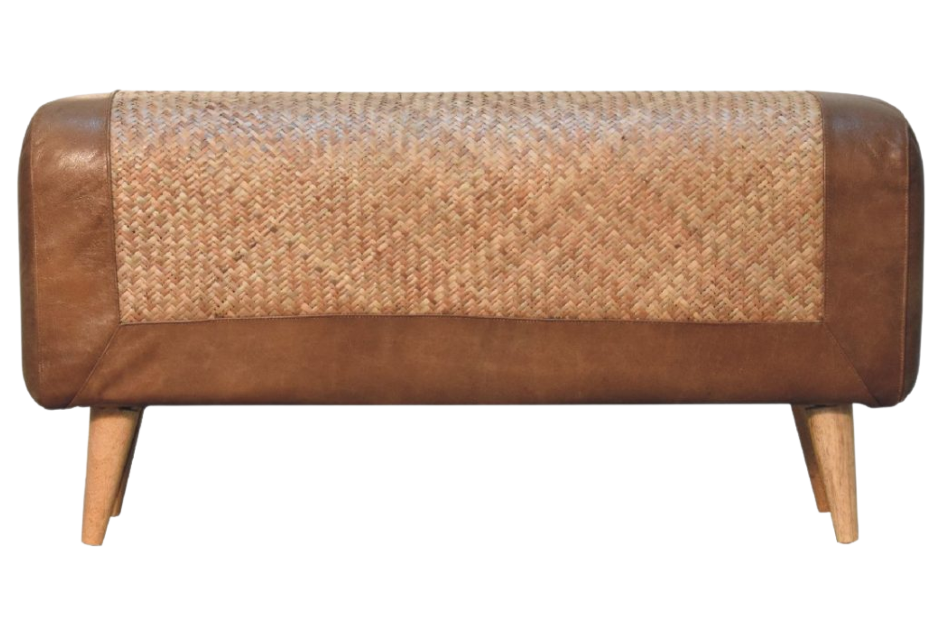 Large Seagrass Buffalo Hide Nordic Bench