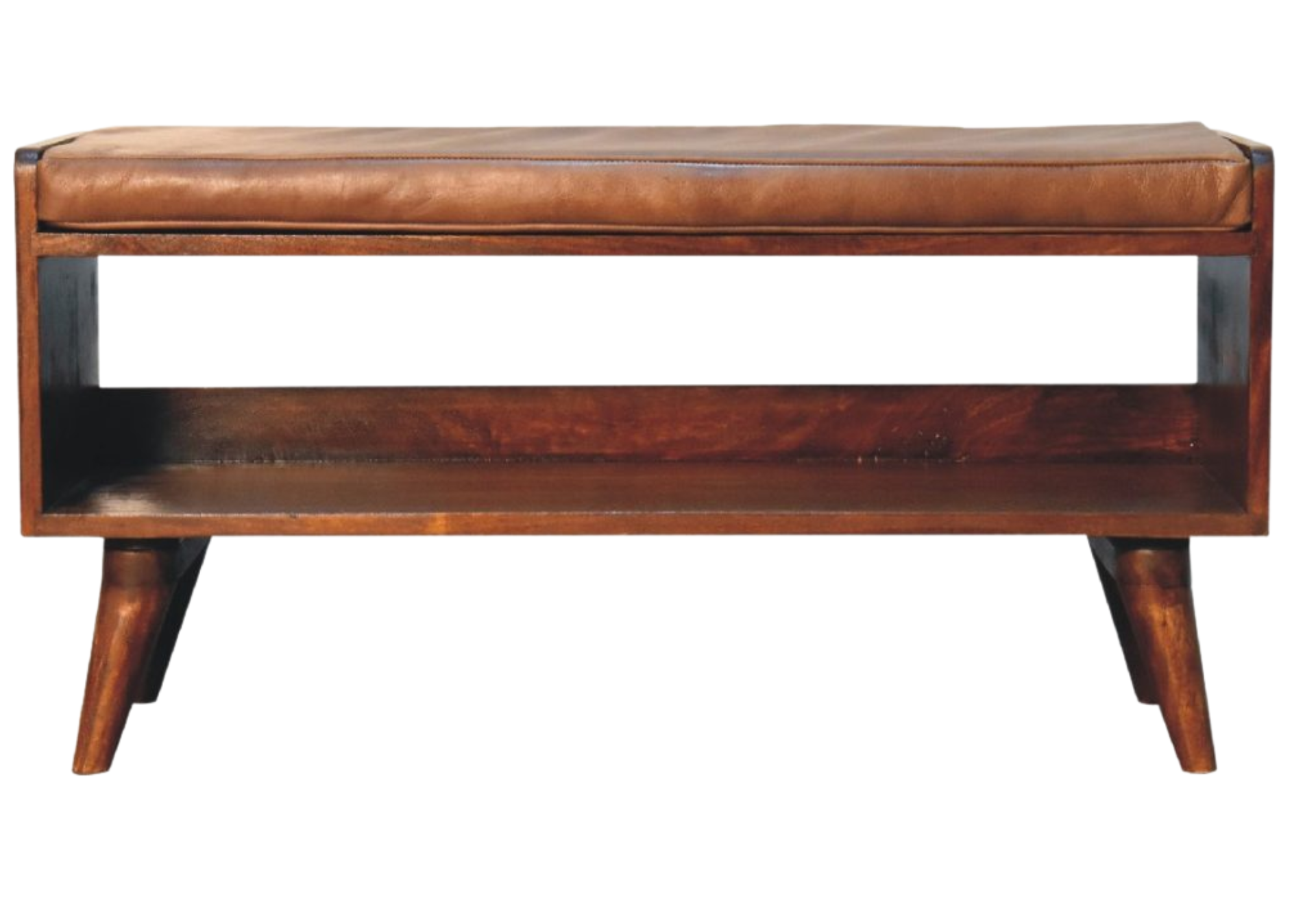 Chestnut Bench with Brown Leather Seatpad