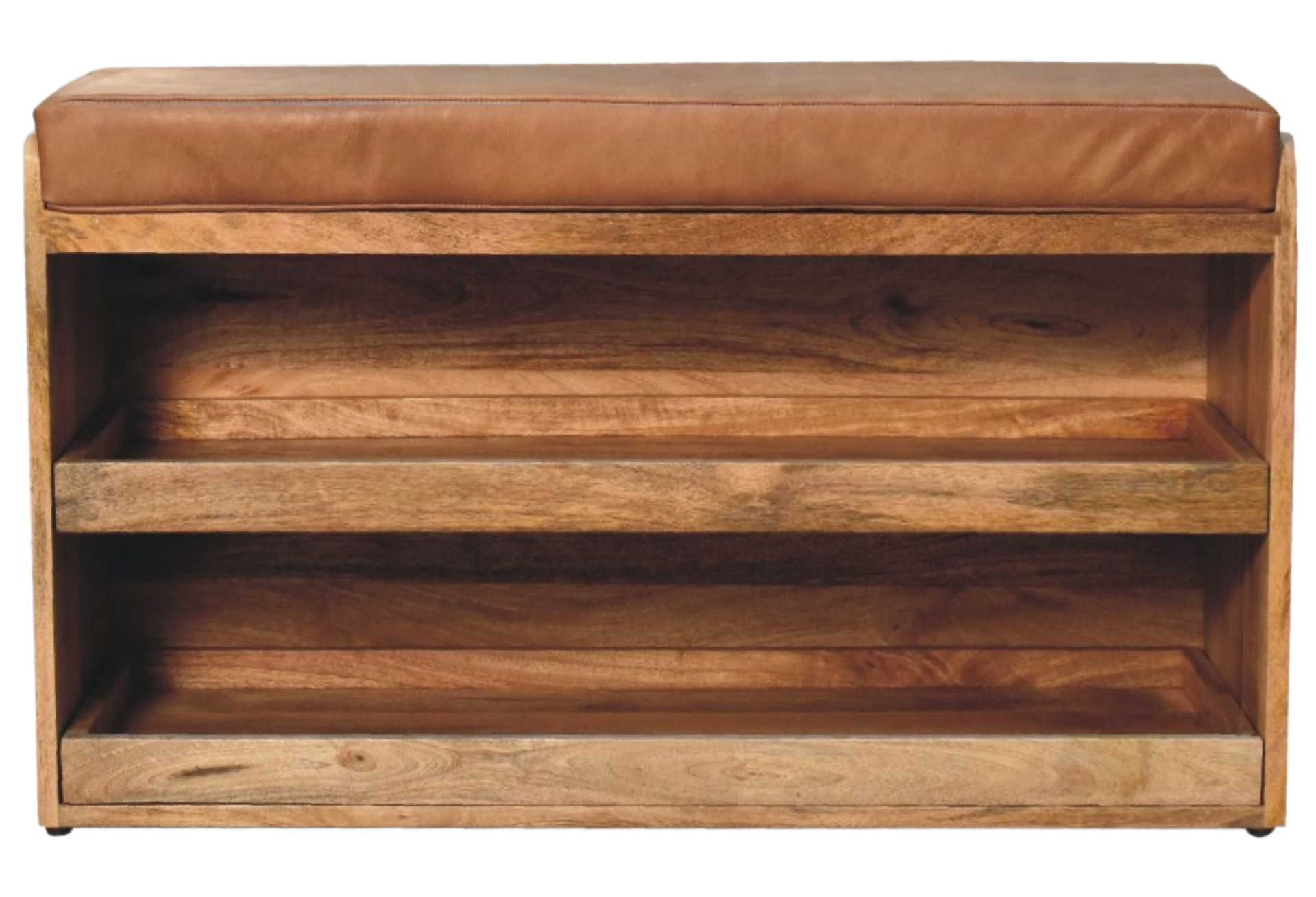 Buffalo Hide Pull out Oak-ish Shoe Storage Bench