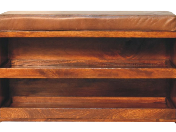 Buffalo Hide Pull out Chestnut Shoe Storage Bench