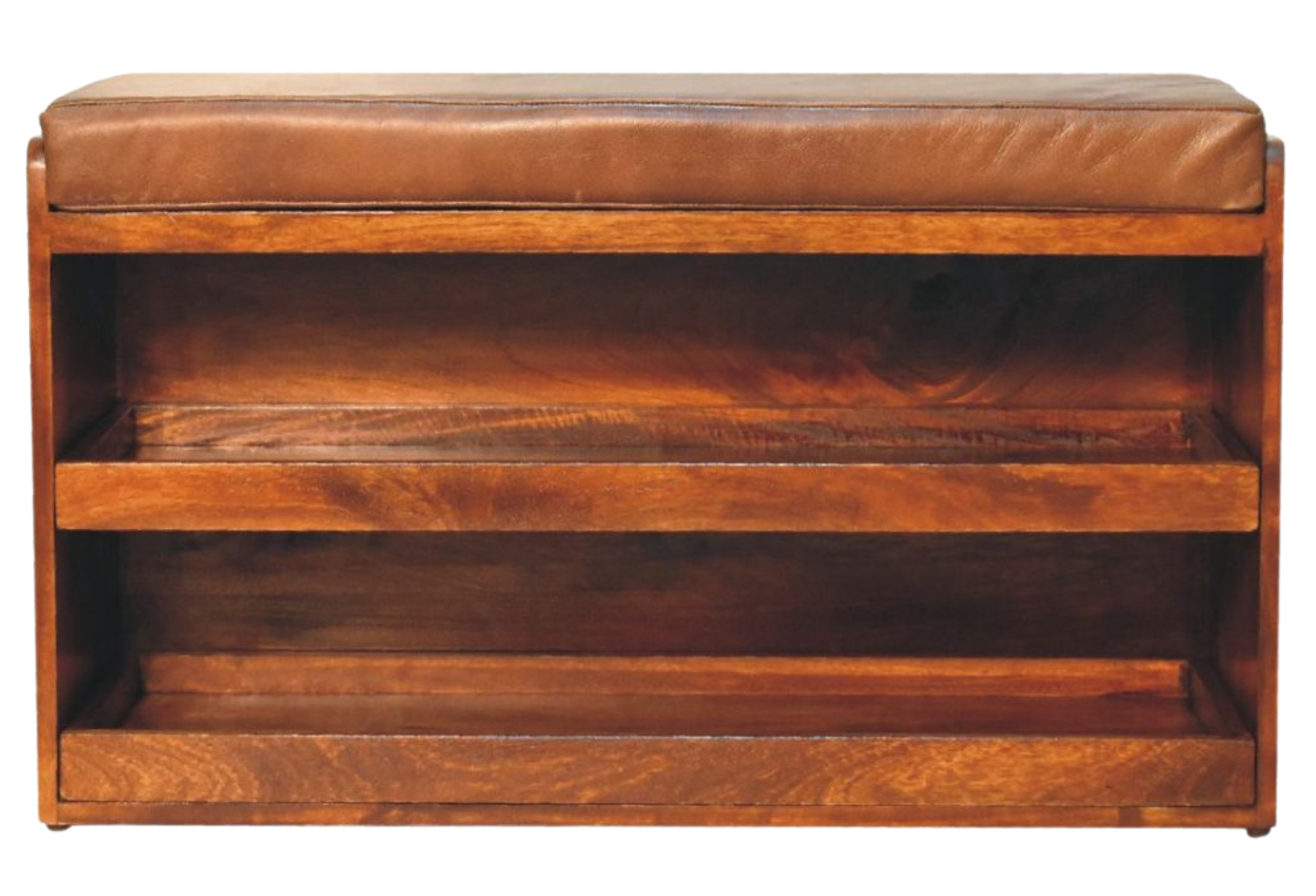 Buffalo Hide Pull out Chestnut Shoe Storage Bench