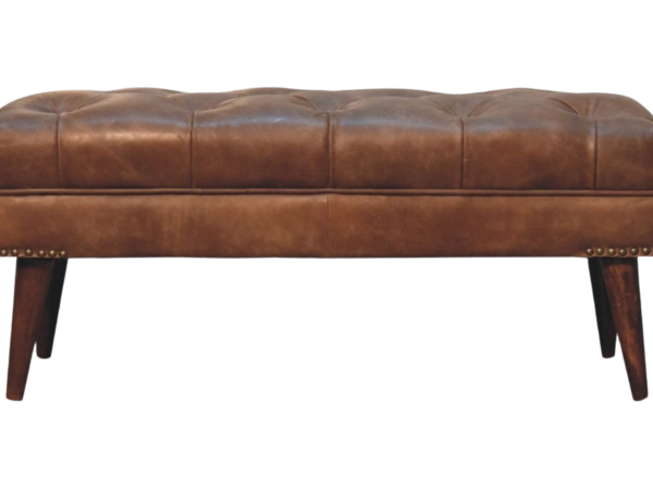 Harbour Brown Leather Bench