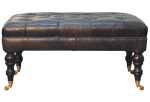 Buffalo Ash Black Leather Ottoman with Castor Legs