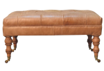 Buffalo Tan Leather Ottoman with Castor Legs