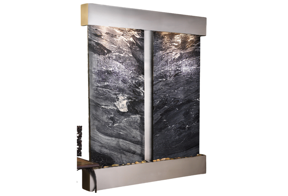 Cottonwood Falls-Square-Stainless Steel-Black Spider Marble