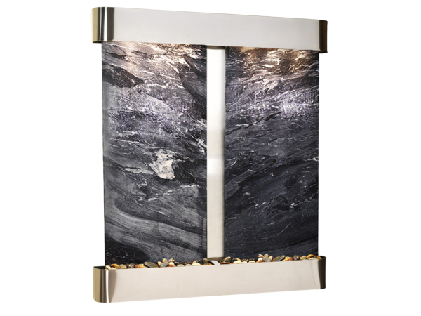 Cottonwood Falls-Round-Stainless Steel-Black Spider Marble