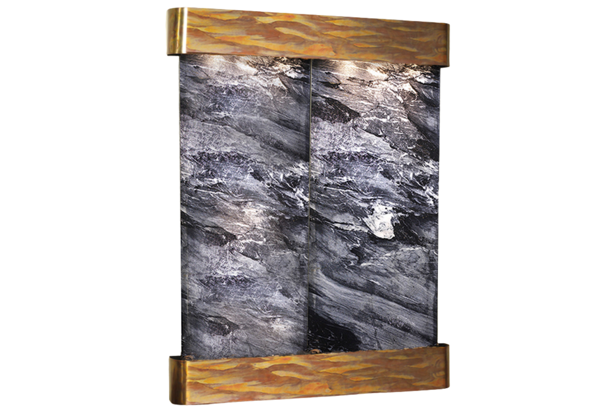 Majestic River-Round -Rustic Copper-Black-Marble