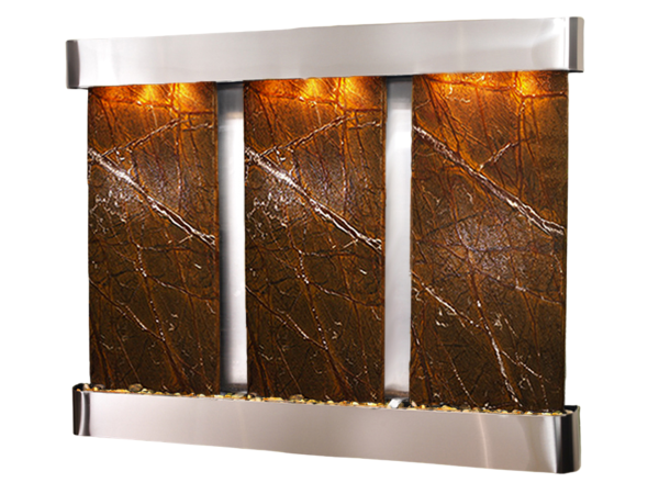 Deep Creek Falls-Round-Stainless Steel-Brown Marble