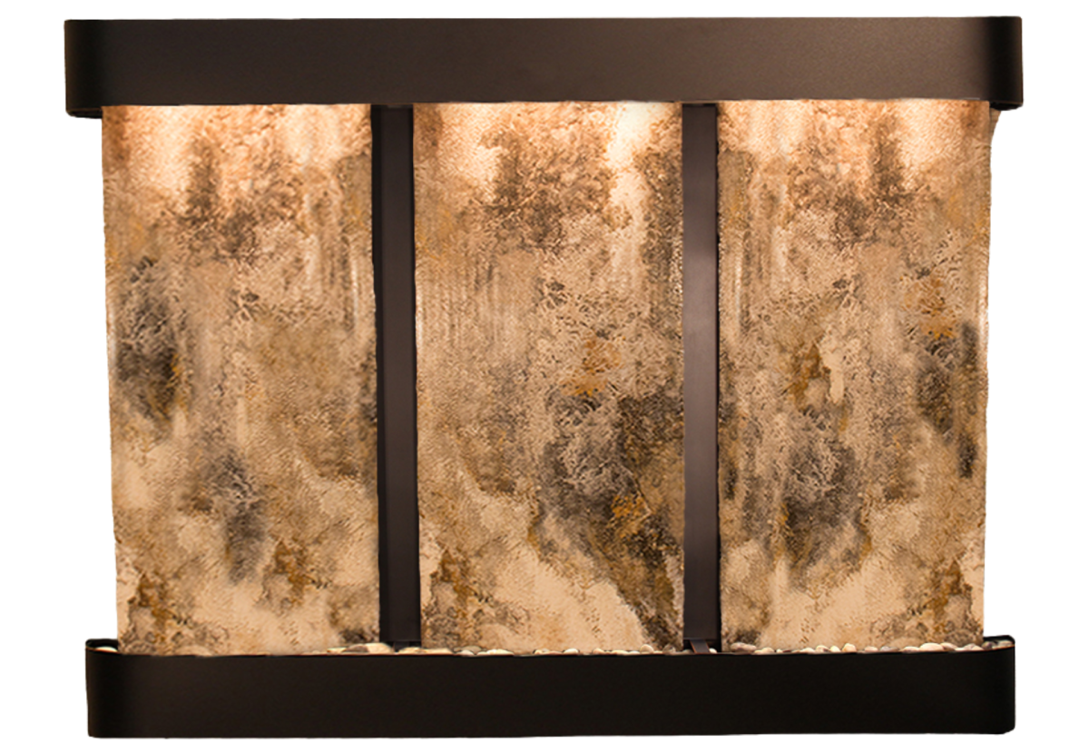 Deep Creek Falls-Round-Blackened Copper-Magnifico Travertine