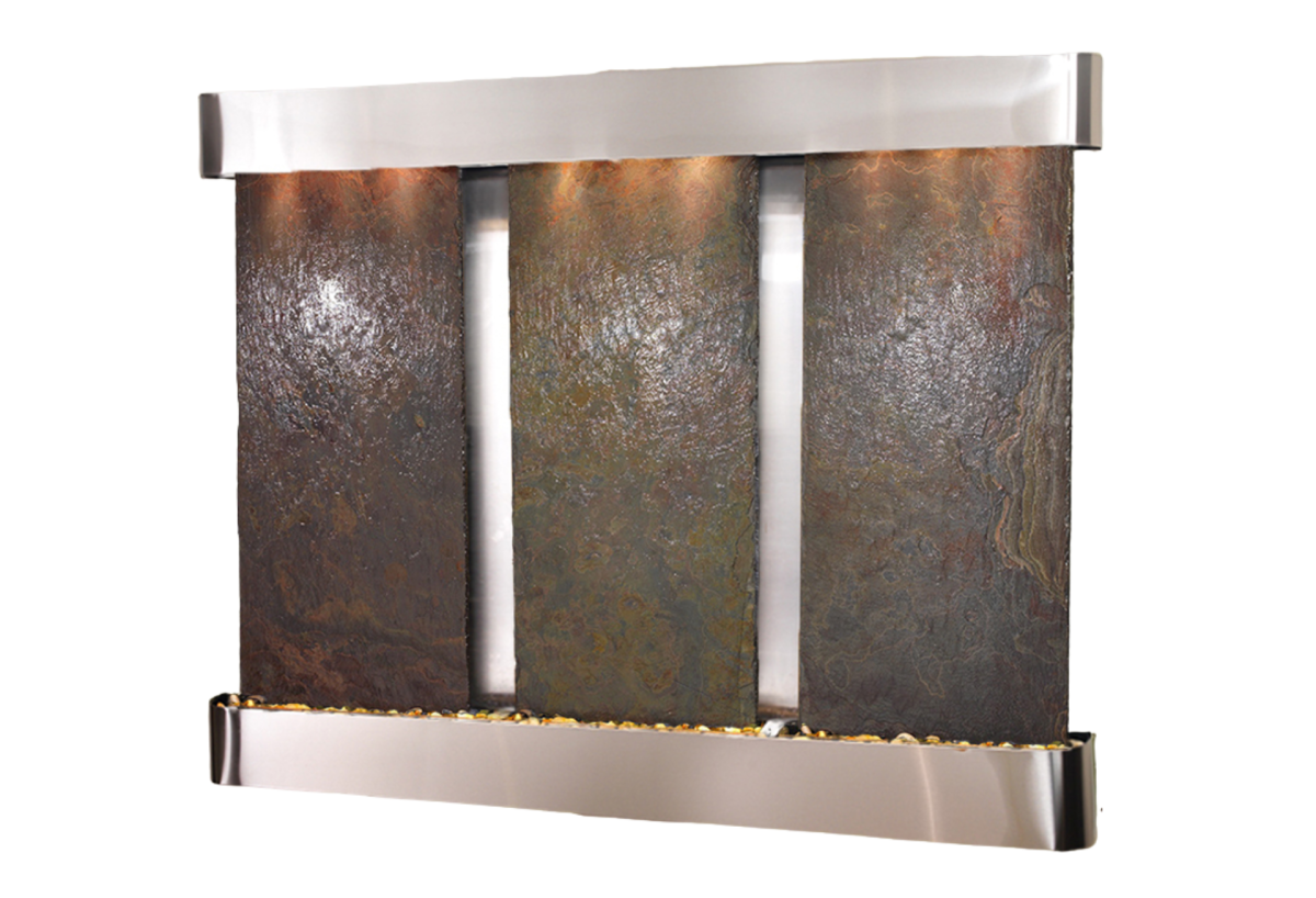 Deep Creek Falls-Round-Stainless Steel-Multi-Color Natural Slate